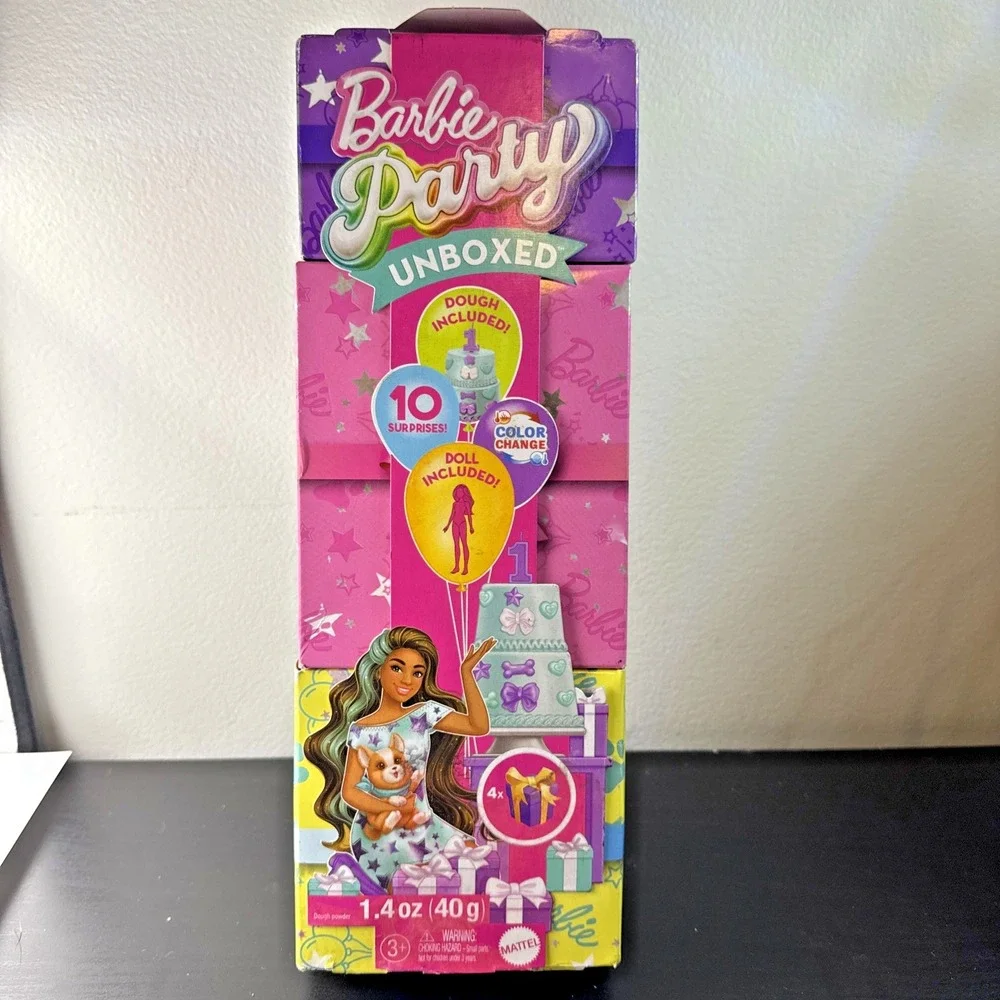 Barbie Party Unboxed Pet‎ Birthday Surprise Playset with 10 Fun Surprises